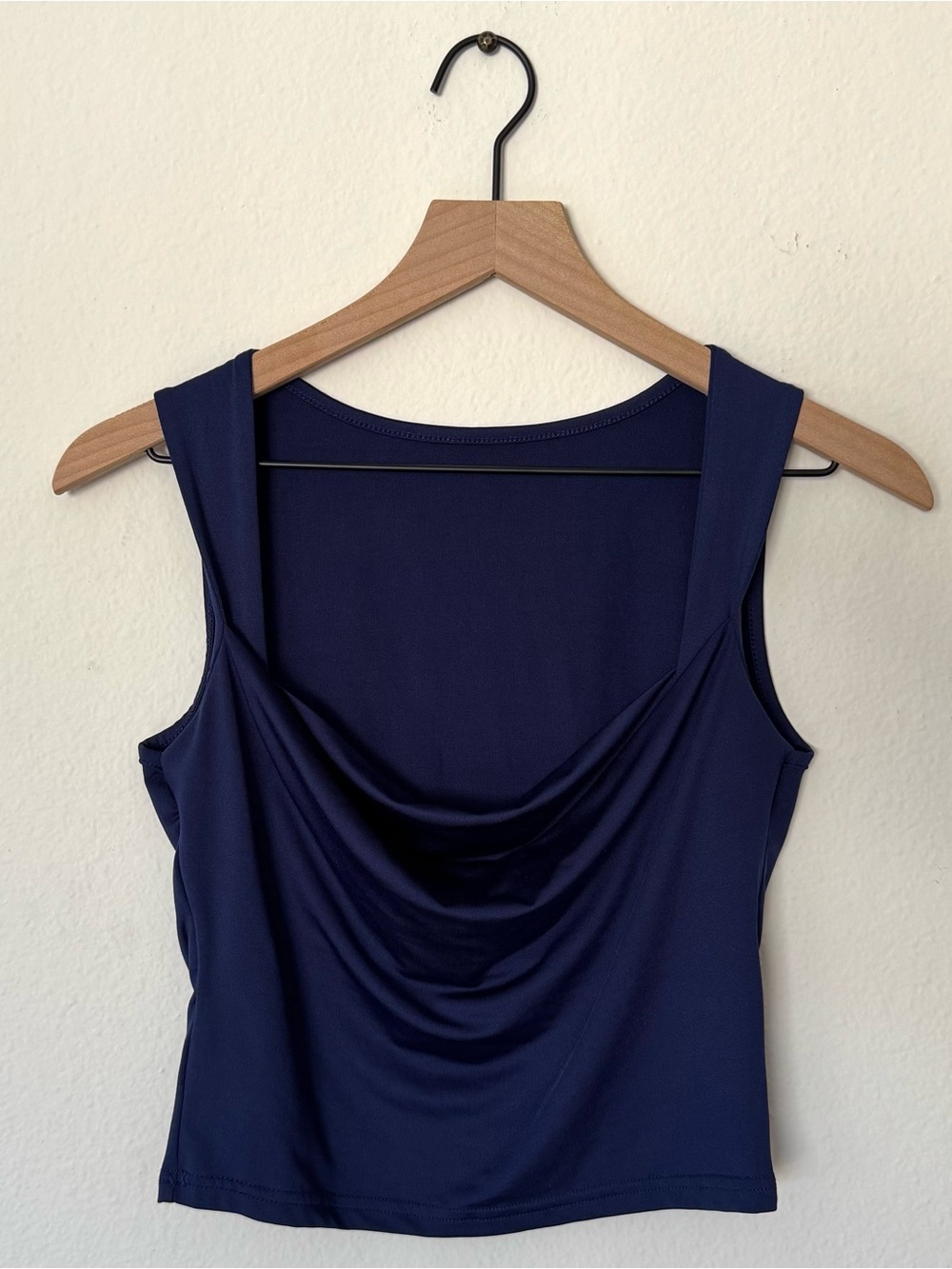 Navy Blue Cowl Neck Top